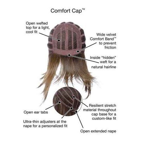 GABOR Ambitious Essential Collection Wig Cap, Mid-Length With Soft Bangs and Beachy Wave by Hairuwear, Medium Red