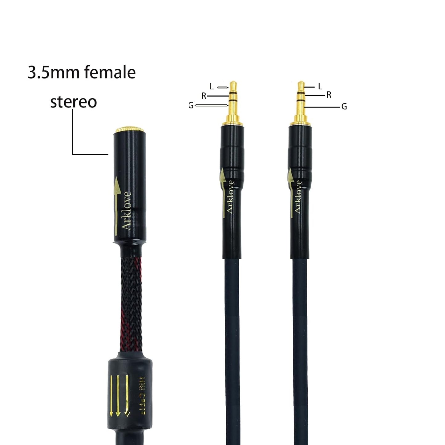 Arklove 15ft Shielded 1/8" aux Input 3.5mm Female to 2X 3.5 Output Splitter Stereo Audio Video Cable Out 3.5 Male to Two 3.5 Male in Dual Speaker Cord 24k Gold Plated