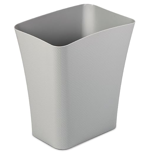 Clorox Textura Slim Trash Can - 3.1 Gallon Small Waste Basket for Narrow Spaces - Skinny Plastic Garbage Bin for Bathroom, Bedroom, or Office, Grey