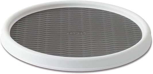 Copco Basics Non-Skid Pantry Cabinet Lazy Susan Turntable,12-Inch,White/Gray,(Pack of 6)