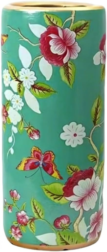 Ceramic Umbrella Stand Umbrella Holder for Entryway Hand-Made Umbrella Stand Barrels Umbrella Holder Cane Floor Standing Vase Ceramic Storage Bucket for Home Office Entrance Indoor.(Cyan211)