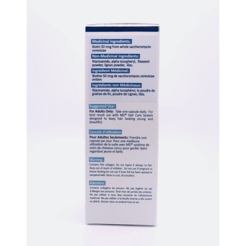 MD Nutri Hair Growth Supplement con biotina (30 cápsulas) | Previene la caída del cabello, minimiza la caída del cabello, el adelgazamiento, la rotura y promueve el cabello más largo y grueso | Formul