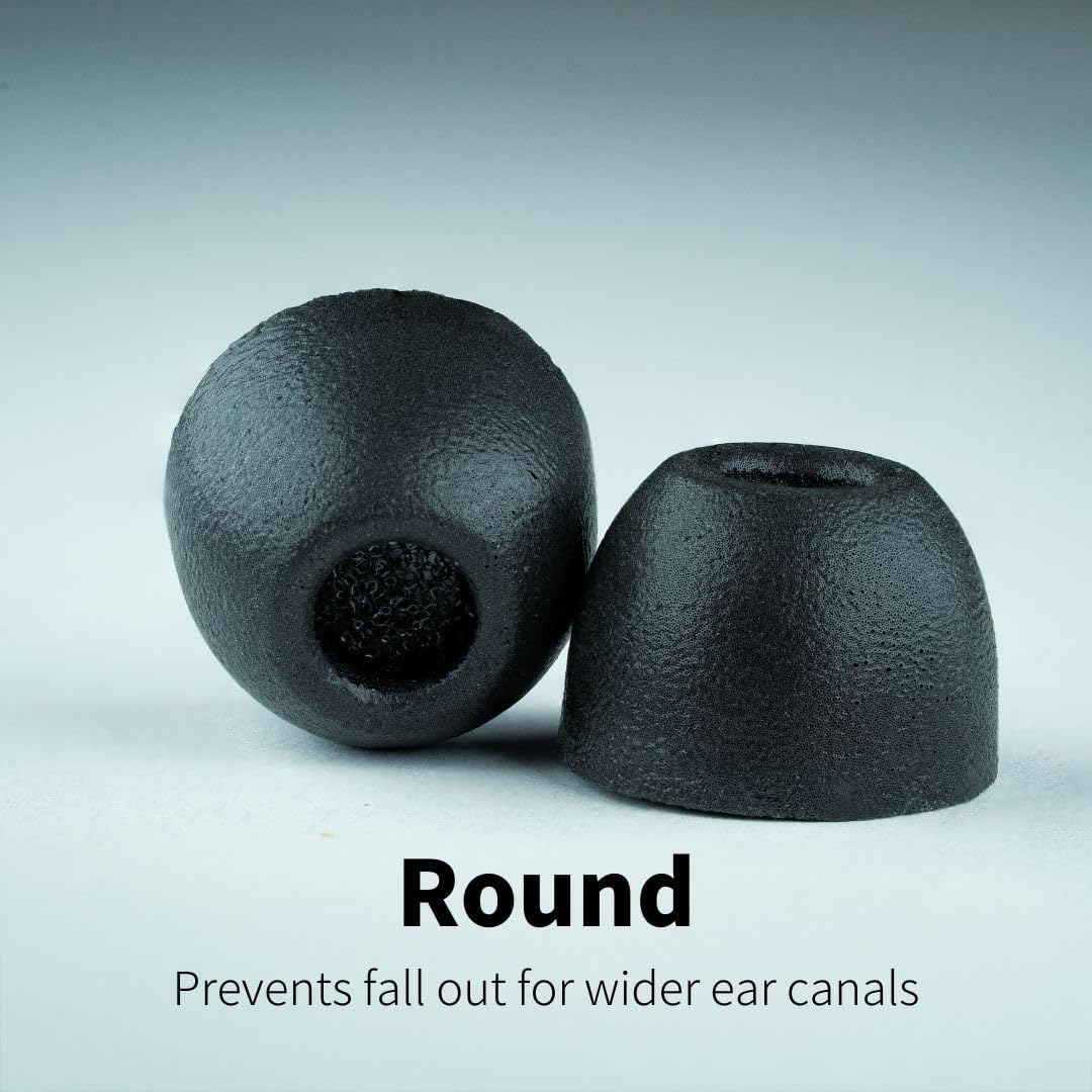 Comply 500 Core Series | Memory Foam Replacement IEM Ear Tips for KZ, Moondrop, FiiO Sennheiser & More | Superior Noise Isolation, Ultimate Comfort, Secure Fit | Round, Black (S/M/L) (3 Pairs)