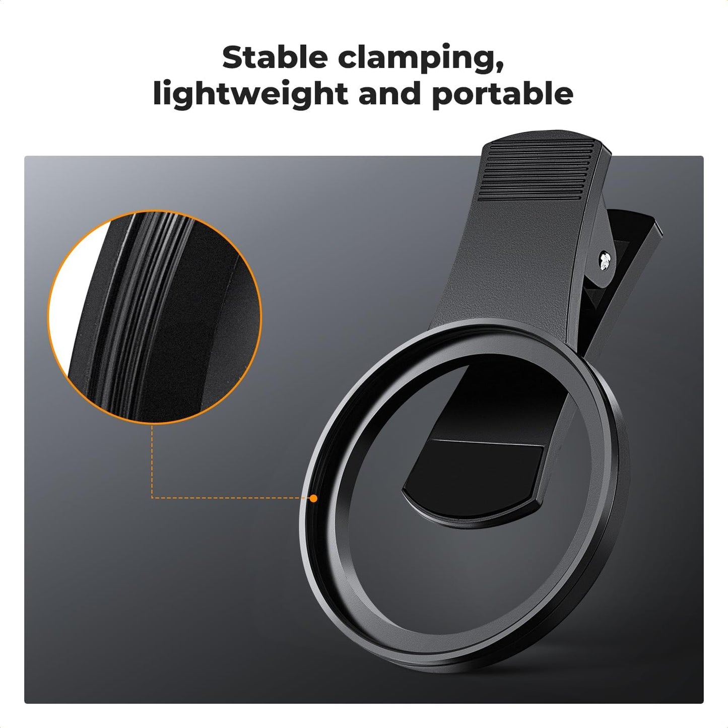 K&F Concept 67mm Thread Clip for Smart Phone, Large Caliber Phone Filter Adapter, Compatible for iPhone 16 15 Pro Max 14 13 12 11 Samsung Galaxy S22 S23 Ultra Galaxy S22 S24 Ultra(Filter Not Included)