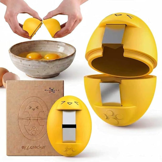 Egg Cracker, Silicone Egg Shell Opener, Cute Egg Shaped Design, Opens Eggs with Ease, A Little Happiness Boost for Your Kitchen (1, Yellow)