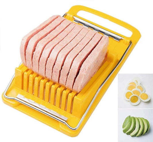 Luncheon Meat Spam Slicer,Egg Cutter,Multi-Purpose Kitchen Tool for,Bananas, Avocados,Vegetables Dishwasher Safe, Rust-Resistant Food Prep Accessories (Only Suits Soft Cheese,No Bony Foods)