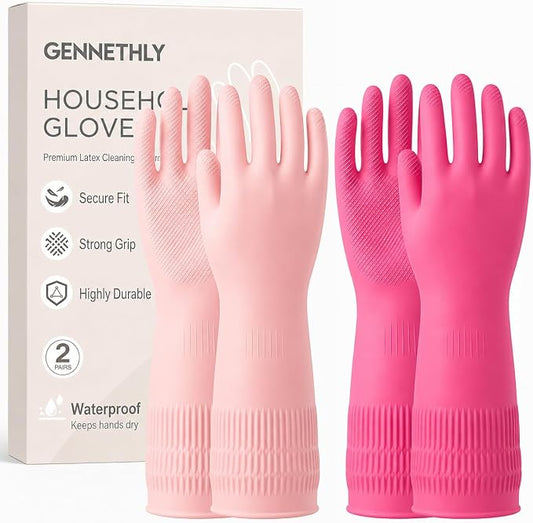 Rubber Dishwashing Gloves, Reusable Cleaning Dish Gloves for Kitchen, Long Cuff for Washing Dishes