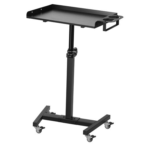 Poarmeey Tattoo Tray on Wheels Salon Tray Cart with Cylinder Rack Rolling TrayTable Station Adjustable Height for Tattoo Studio Salon