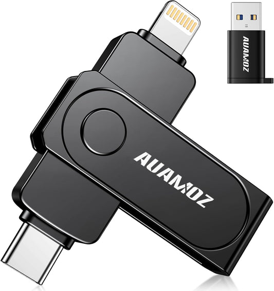 512GB Flash Drive Intended for iPhone, Memory Stick Storage Files Photos Videos Backup, Compatible with iPhone iPad Android PC, Plug and Play, No Application Required (Metal Gray)