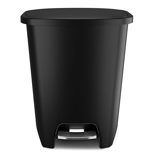 Glad Premium 20 Gallon Trash Can with Clorox Odor Protection | Plastic Kitchen Waste Bin | Hands Free with Stainless Steel Foot Pedal and Garbage Bag Rings, Black