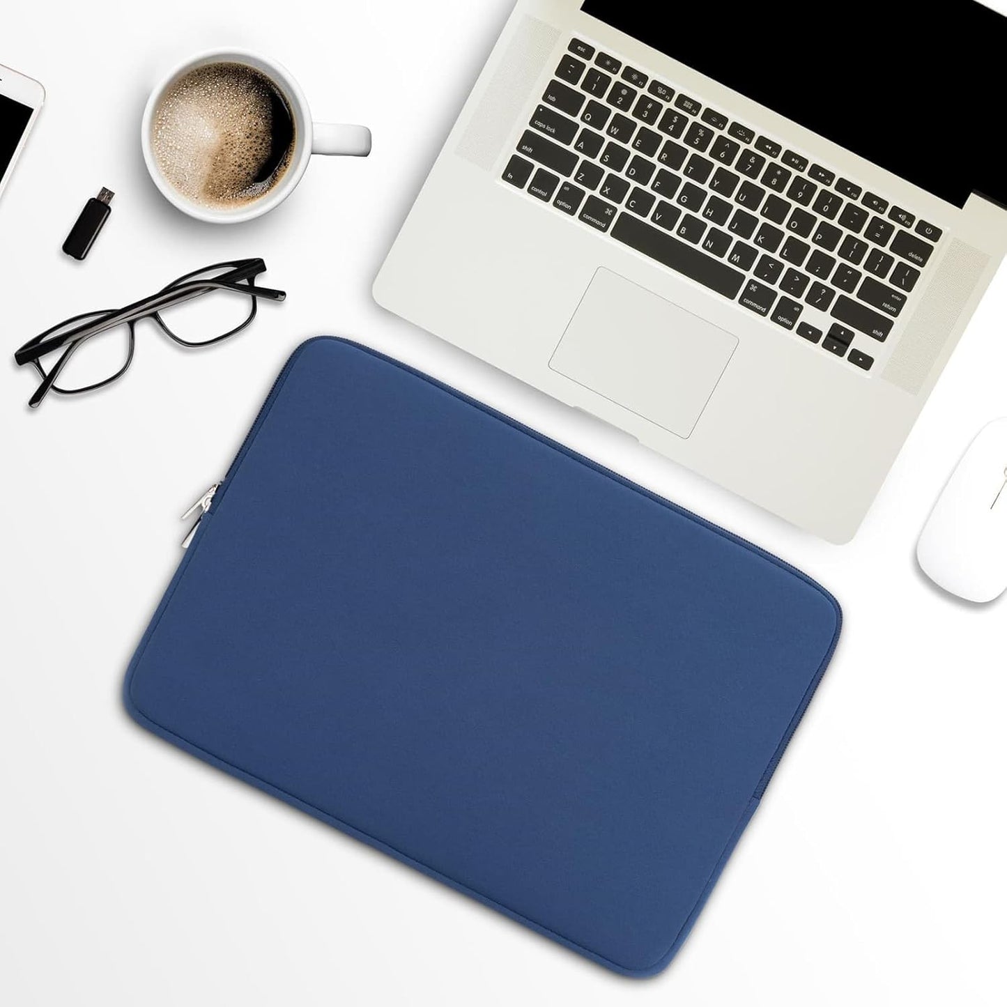 RAINYEAR 15.6 Inch Laptop Sleeve Protective Case Soft Lining Zipper Cover Padded Carrying Bag Compatible with 15.6" Notebook Computer Ultrabook Chromebook (Navy Blue, Upgraded Version)
