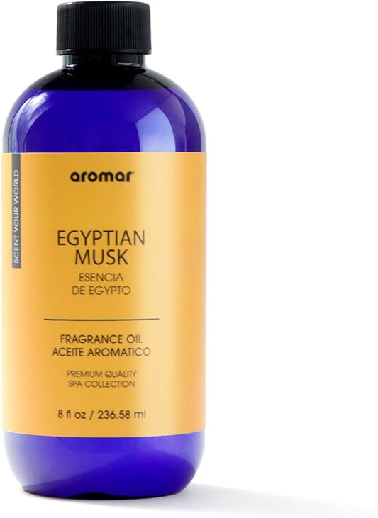 AROMAR Premium Fragrance Oil, Long-Lasting, Refreshing Uplifting Aroma for Aromatherapy, Relaxation & Household Uses. Egyptian Musk - 8oz