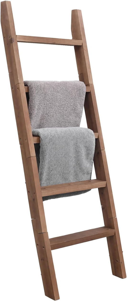 SwallowLiving Blanket Ladder – 58in Solid Wood Towel Ladder, Rustic Decorative Ladder for Blankets, Wooden Blanket Ladder Quilt Rack, Farmhouse Blanket Ladder for Living Room & Bathroom