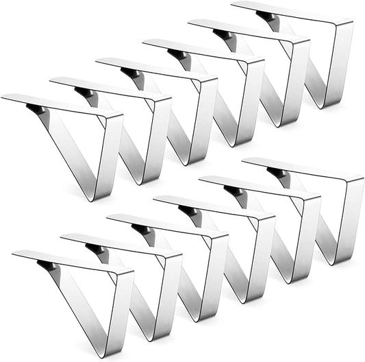 Ponure 12 Pack Tablecloth Clips - Heavy Duty Picnic Table Clips, Stainless Steel Table Cloth Cover Clamps, Table Cloth Holders Ideal for Restaurant Picnics Marquees Weddings Graduation Party