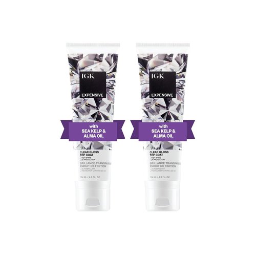 IGK EXPENSIVE Clear Gloss Top Coat | Shine + Strengthen + Smooth | Vegan + Cruelty Free | 4.2 Oz (Pack of 2)