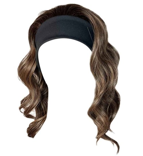 Kim Kimble 18" Wavy Waves Headband Wig, Long Layered Hair With Black Headband and Comb Clip, 3/4 Cap - Average Cap Size, MC9 14SS Caramel Latte