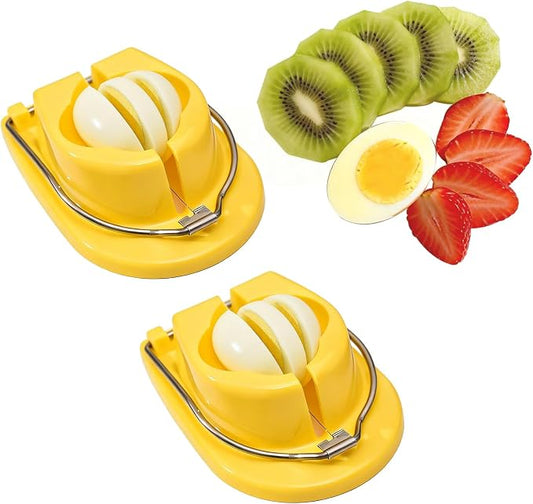 Egg Slicer, Semi-Round Curved Yellow Egg Cutter for Hard Boiled Eggs – Stainless Steel Wire Cutter with Ergonomic Handle for Salad, Cobb Salad, Avocado Toast & Food Garnish, Easy to Clean (2)