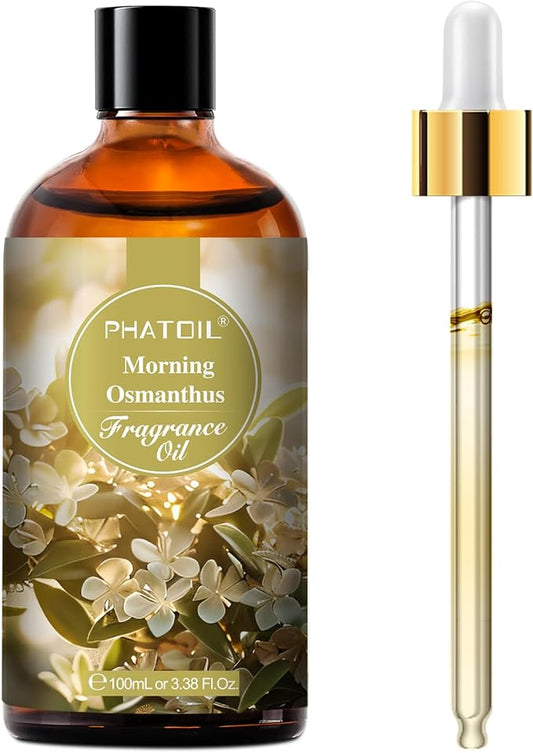 PHATOIL 100ML Morning Osmanthus Fragrance Oils, Huge 3.38fl.oz Bottle Morning Osmanthus Oil, Pure Aromatherapy Oils for Diffuser, Humidifier, Scented Oils for Soap, Candle Making
