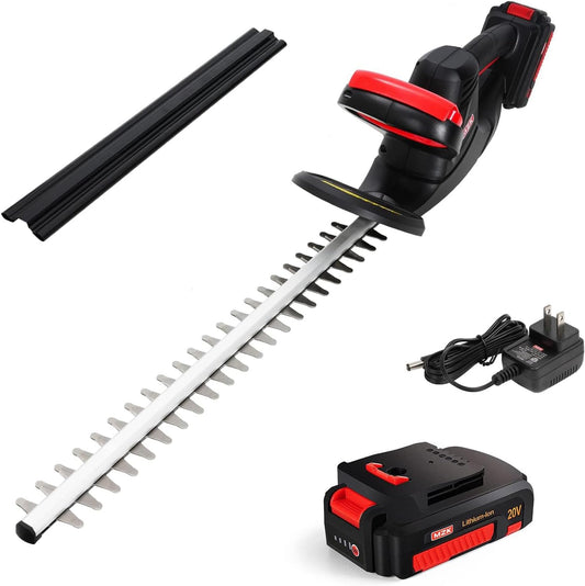 MZK 22'' Cordless Hedge Trimmer, 20V Bush Trimmer, Handheld Hedge Cutter, Grass Shrub Trimmer, Lightweight & Compact Trimmer(Battery & Charger Included)