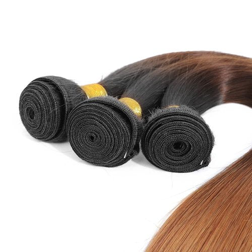 Condescension Brazilian Omber T1B/4/30 Human Hair Bundles 14 16 18 Inch Straight Hair 3 Bundles Human Hair 100% Unprocessed Remy Virgin Weave Hair for Women