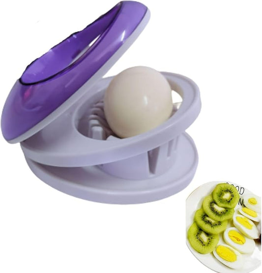 Egg Slicer for Hard Boiled Eggs,Easy to Cut Egg into Slices, Wedge and Dices, Sturdy ABS Body with Stainless Steel Wires,Non-slip Feet,Dishwasher Safe, BPA Free (Purple)