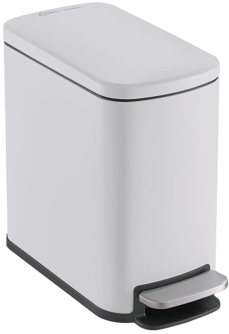 SIMPLI-Magic 6L/1.6G Stainless Steel Bathroom Trash Can with Hands-Free Foot Pedal, Quiet Soft-Close Lid, Compact Space-Saving Size
