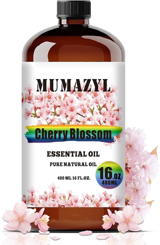 Cherry Blossom Essential Oil, Cherry Blossom Oil 16 Fl Oz 480ML for Diffuser Humidifier Yoga Cleaning DIY Candle Soap Making MUMAZYL Essential Oils