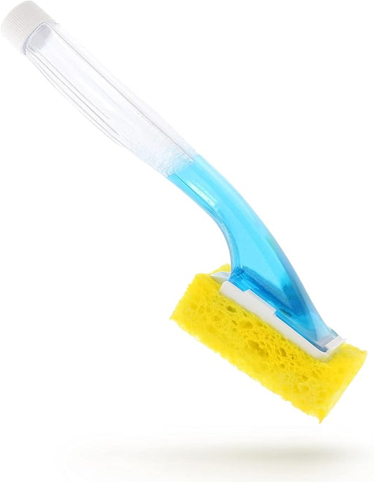 Arrow Dish Sponge w/Soap Dispenser Handle - Fillable Dish Wand for Quick, Convenient Cleaning - Easy to Refill - Built-In Scrubber for Dishes & Pans