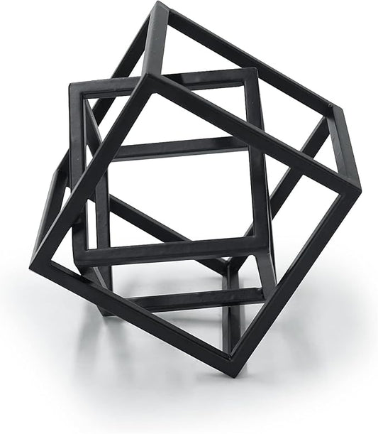 DreamsEden Small Geometric Sculpture, Metal Cube Decorative Ornaments Modern Home Decor Accent
