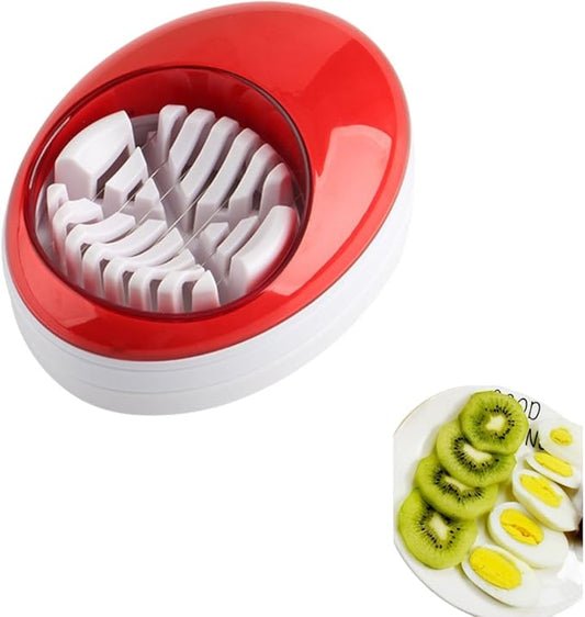 Egg Slicer for Hard Boiled Eggs,Easy to Cut Egg into Slices, Wedge and Dices, Sturdy ABS Body with Stainless Steel Wires,Non-slip Feet,Dishwasher Safe, BPA Free (Red)