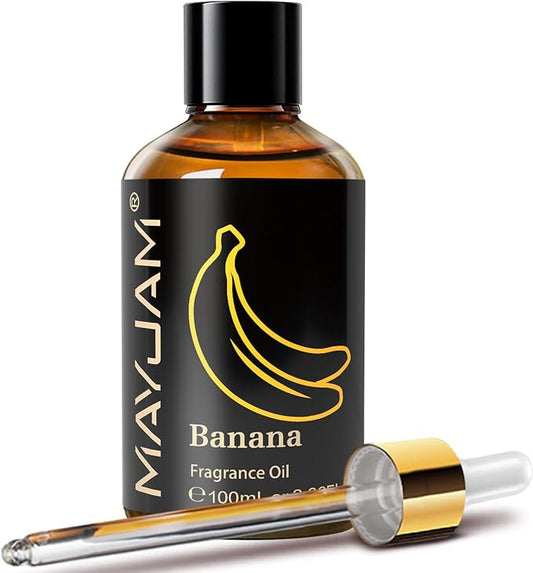 MAYJAM 100ML/3.38FL.OZ Banana Fragrance Oils with Glass Dropper, Essential Oils for Diffusers for Home, Long Lasting Scented Oils for Diffusers Soap Candle Making