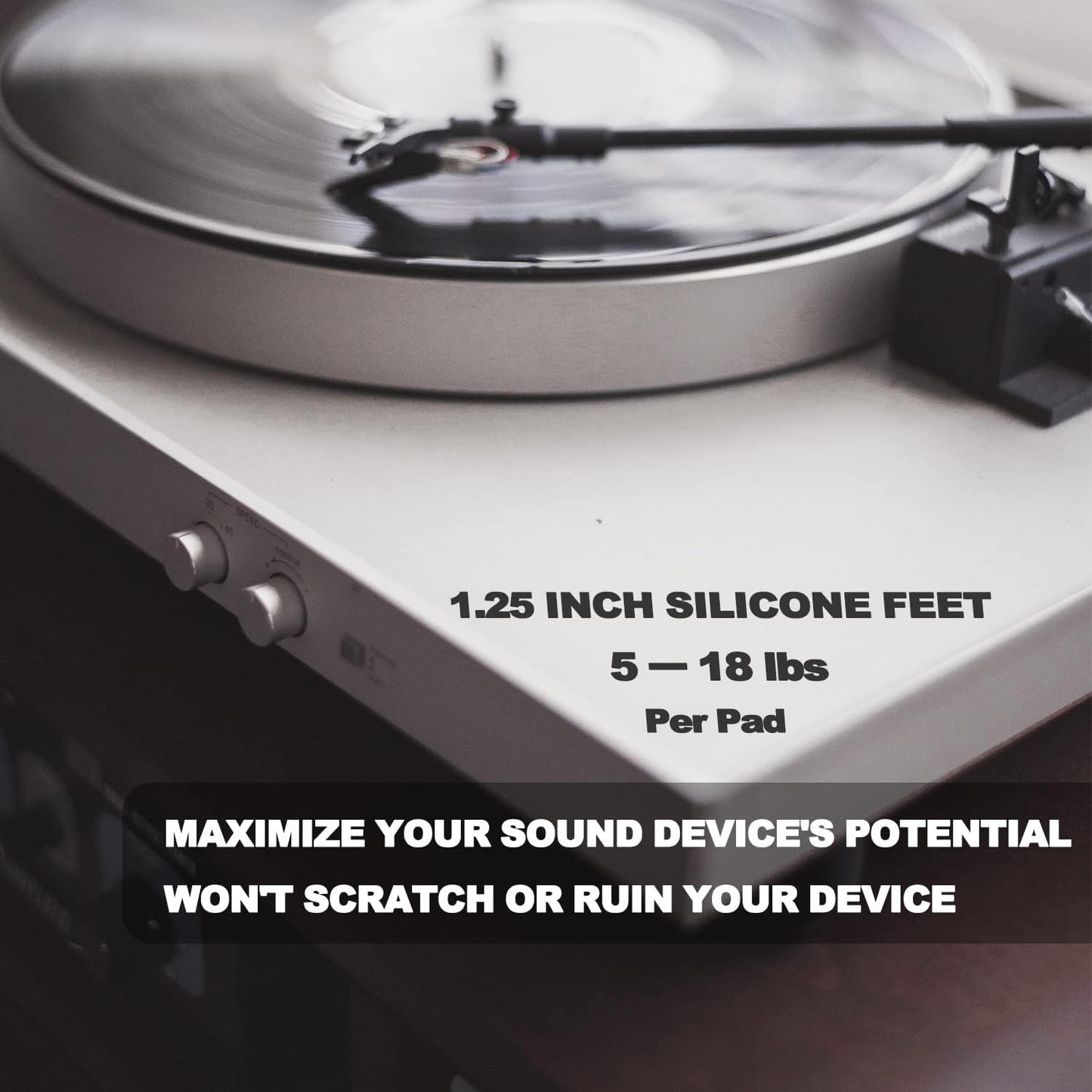 1.25" Silicone Hemisphere Bumpers Isolation Feet Rubber Non-Skid Speaker Pads with Adhesive Record Player Isolation Pads for Small Speaker Spikes,Turntable,Amplifiers, Subwoofer,Monitors,Decks 8 pcs