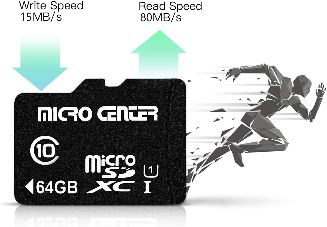 INLAND Micro Center 64GB Class 10 MicroSDXC Flash Memory Card with Adapter for Mobile Device Storage Phone, Tablet, Drone & Full HD Video Recording - 80MB/s UHS-I, C10, U1 (2 Pack)