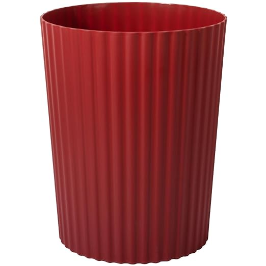 JiatuA Small Trash Can Plastic Wastebasket Round Garbage Container Bin for Bathroom, Kitchen, Bedroom, Home Office, College Dorm, Dark Red