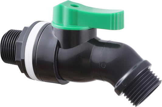Plastics Rain Barrel Spigot, High Flow Valve Core, Large Flow Water Tank Faucet,3/4 NPS Inlet x 3/4 GHT Outlet Bulkhead Valve for Outdoor Plastic Bucket rainwater Drum Container Downspout Collector in