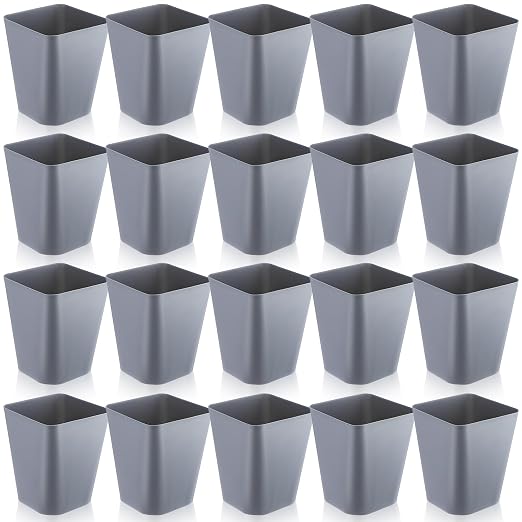 Amyhill 20 Pcs Small Trash Can 2 Gallon Plastic Garbage Can Small Waste Basket for Bathroom Office Kitchen Living Room Bedroom Home Under Desk (Grey)