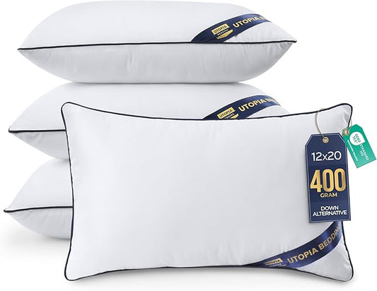 Utopia Bedding Throw Pillow Inserts (Pack of 4, White), 12 x 20 Inches Decorative Indoor Pillows for Sofa, Bed, Couch, Cushion Sham Stuffer