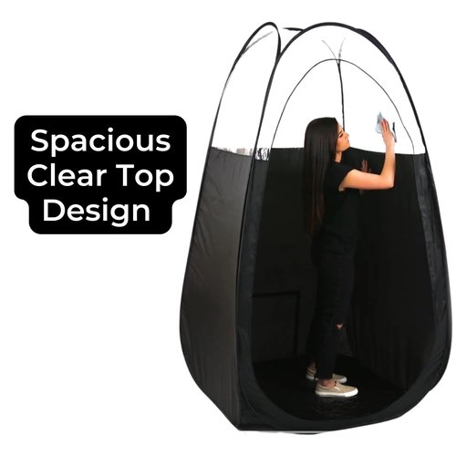 Naked Sun Black Spray Tan Tent - Pop Up Portable Professional Self Tanning Booth with Carry Bag Waterproof Floor and Extraction Fan Opening - Sunless Spray Tan Backdrop