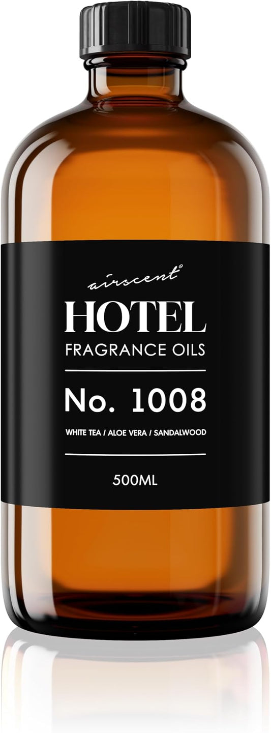 AirScent Hotel Diffuser Oil No. 1008 - White Tea Aloe Sandalwood - 500 mL | Hotel Scent Dupe - Premium Fragrance Oil for Ultrasonic and Waterless Diffusers and Crafting - 16.9 fl oz Dropper Bottle