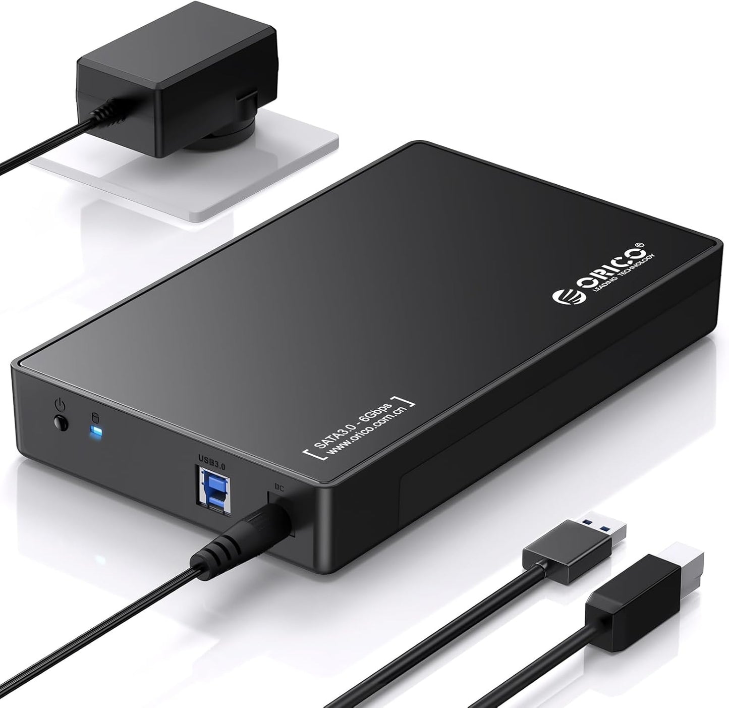 ORICO USB 3.0 External Hard Drive Enclosure for 3.5/2.5 Inch SATA Hard Drives/SSD Up to 20 TB, 3.5'' Tool-Free HDD Enclosure with 12V/2A Power Supply and UASP Acceleration (3588US3)