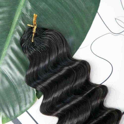 Deep Wave Knotless Pre-Separated Crochet Hair Extensions Human Hair Loose Wave Crochet Hair Natural Black Machine Made Feather Human Hair Extension 18inch 60g