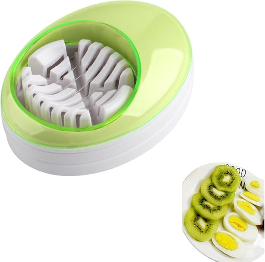 Egg Slicer for Hard Boiled Eggs,Easy to Cut Egg into Slices, Wedge and Dices, Sturdy ABS Body with Stainless Steel Wires,Non-slip Feet,Dishwasher Safe, BPA Free (Green)