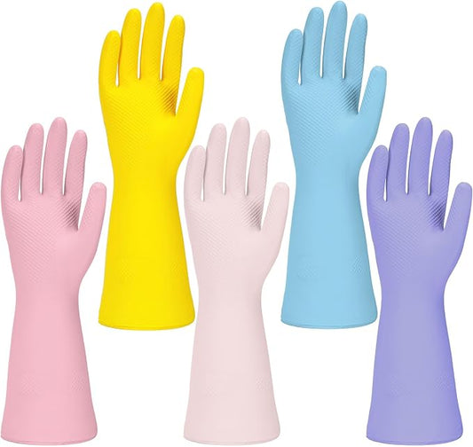 Jsocoah Cleaning Gloves for Dishwashing, 4/5 Pairs Reusable Kitchen Gloves for Wash, Household Cleaning Glove for Dishes Pet