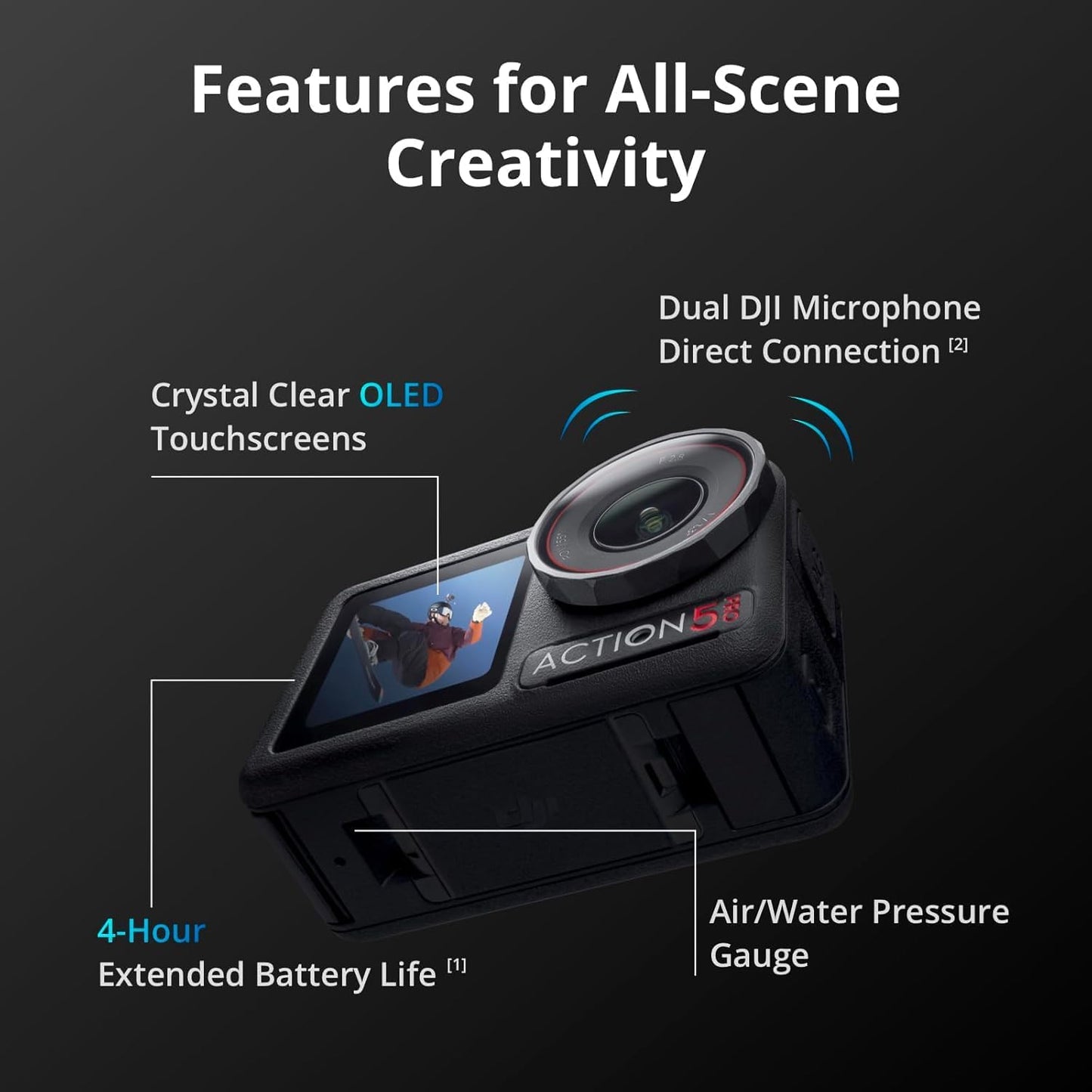 DJI Osmo Action 5 Pro Adventure Combo, with 64GB microSDXC Card - Waterproof Action Camera with 1/1.3" Sensor, 4K/120fps Video, Action Camera 4K Ideal for Sports, Vlog