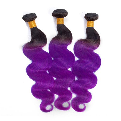 Habiliana Bundles Human Hair 18 20 22 Inch Body Wave T1B Purple Human Hair Bundles 11A Unprocessed Brazilian Virgin Quick Weave Hair Extensions for Black Women