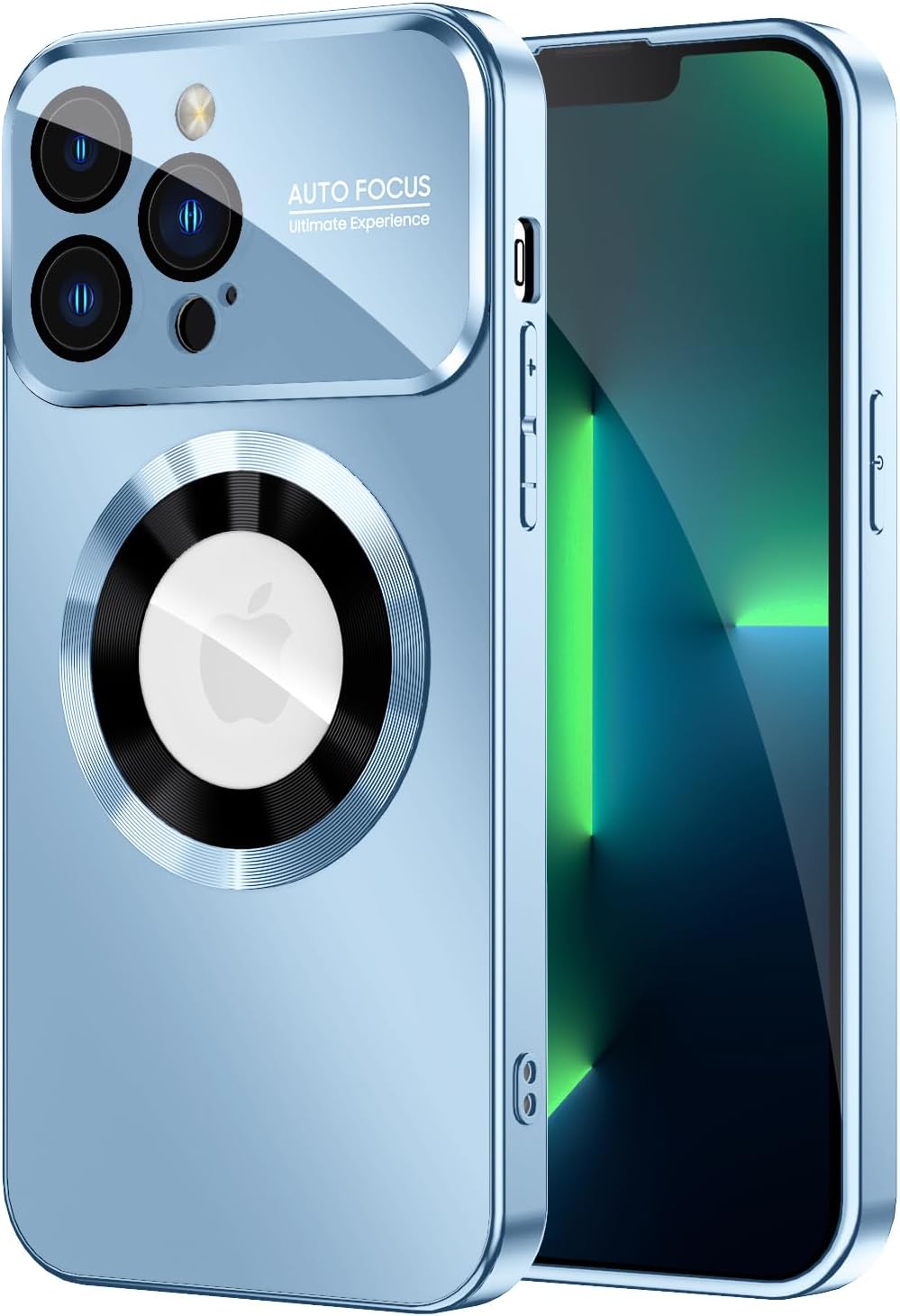 Magnetic for iPhone 13 Pro Max Case, Compatible with MagSafe, Built-in Camera Lens Protector, Logo View, Military Grade Drop Proof Phone Case Cover, Sierra Blue