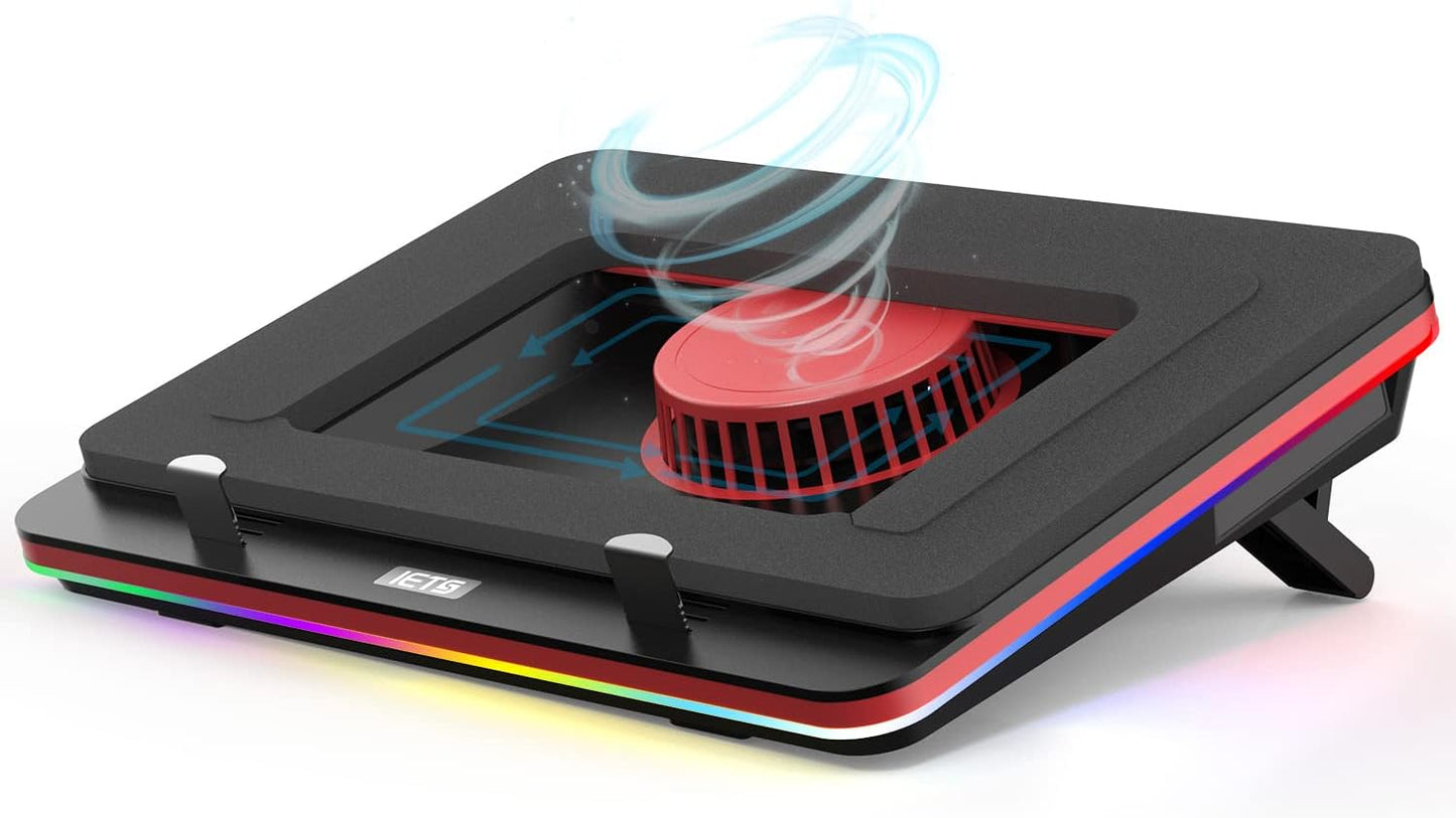 GT500 Powerful Turbo-Fan (5000 RPM) RGB Laptop Cooling Pad with Infinitely Variable Speed,Seal Foam for Rapid Cooling Gaming Laptop,Dust Filter for Protect Laptop,13-17.3inch Laptop Cooler