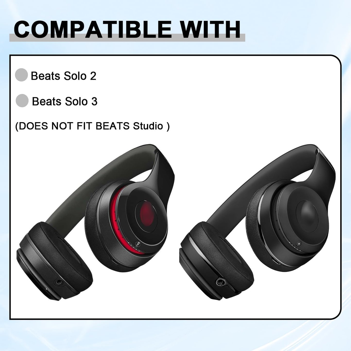 Replacement Ear Pads for Beats Solo 2 & Solo 3 Wireless On-Ear Headphones, Ear Cushions, Headset Earpads, Ear Cups Cover with Soft Protein Leather (Pink)