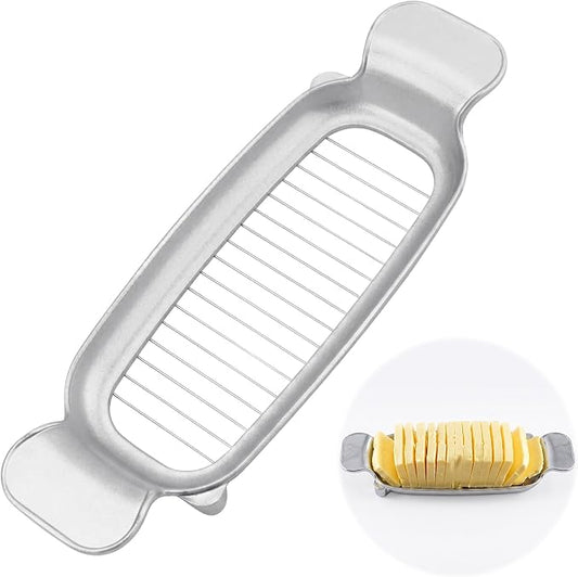 Butter & Cheese Slice Cutter - Stainless Steel Multipurpose Butter and Cheese Cutter Slicer for Evenly Slicing Butter Blocks, Cheeses, Eggs, Non-Stick，Compact & Portable for Home, BBQ, Camping