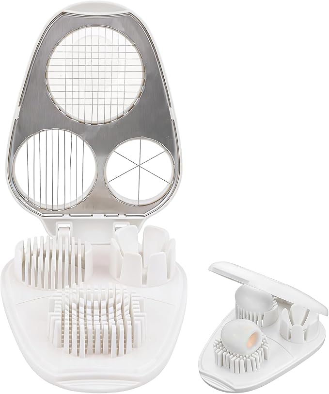 Egg Slicer for Hard Boiled Eggs, 3-in-1 Dicer with Multiple Cutting Modes, Egg Slicer Kitchen Gadget for Strawberry, Grape, Cherry(COLOR:White)